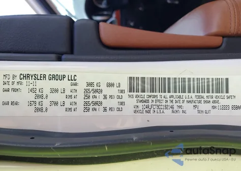 2012 Jeep Grand Cherokee Overland z USA, uszkodzony, nr VIN 1C4RJFCT9CC192146